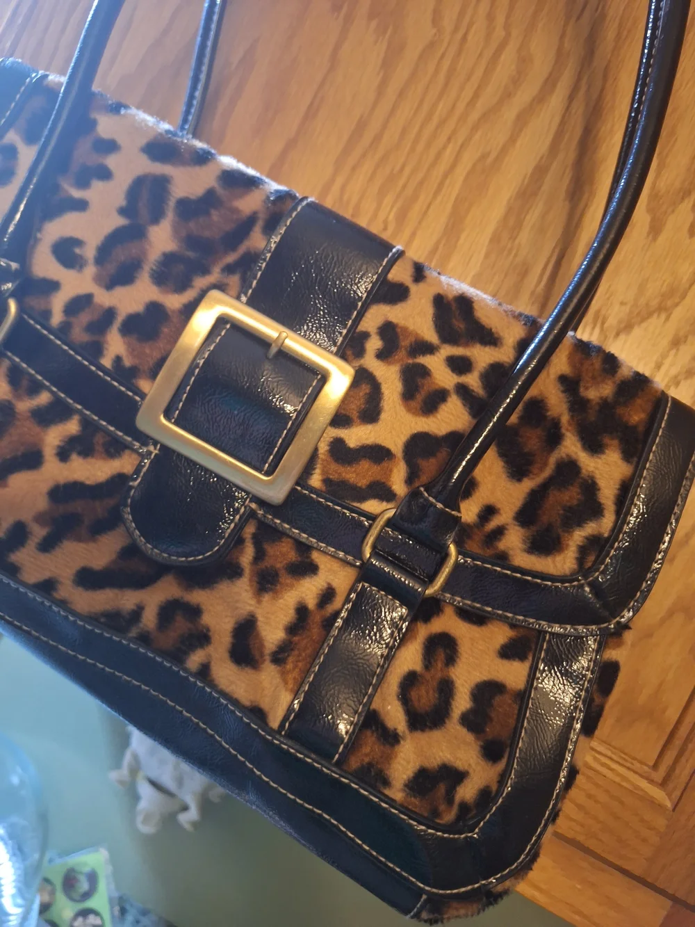 [[Apt. 9]] Leopard Print Shoulder Bag with Black Trim